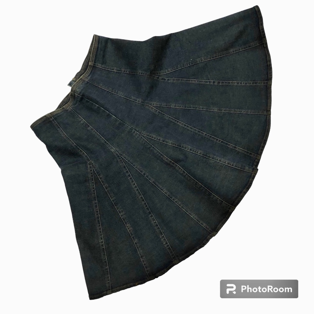 The Pyramid Collection Vintage Jean Skirt Full Skater Midi Cotton Spandex M